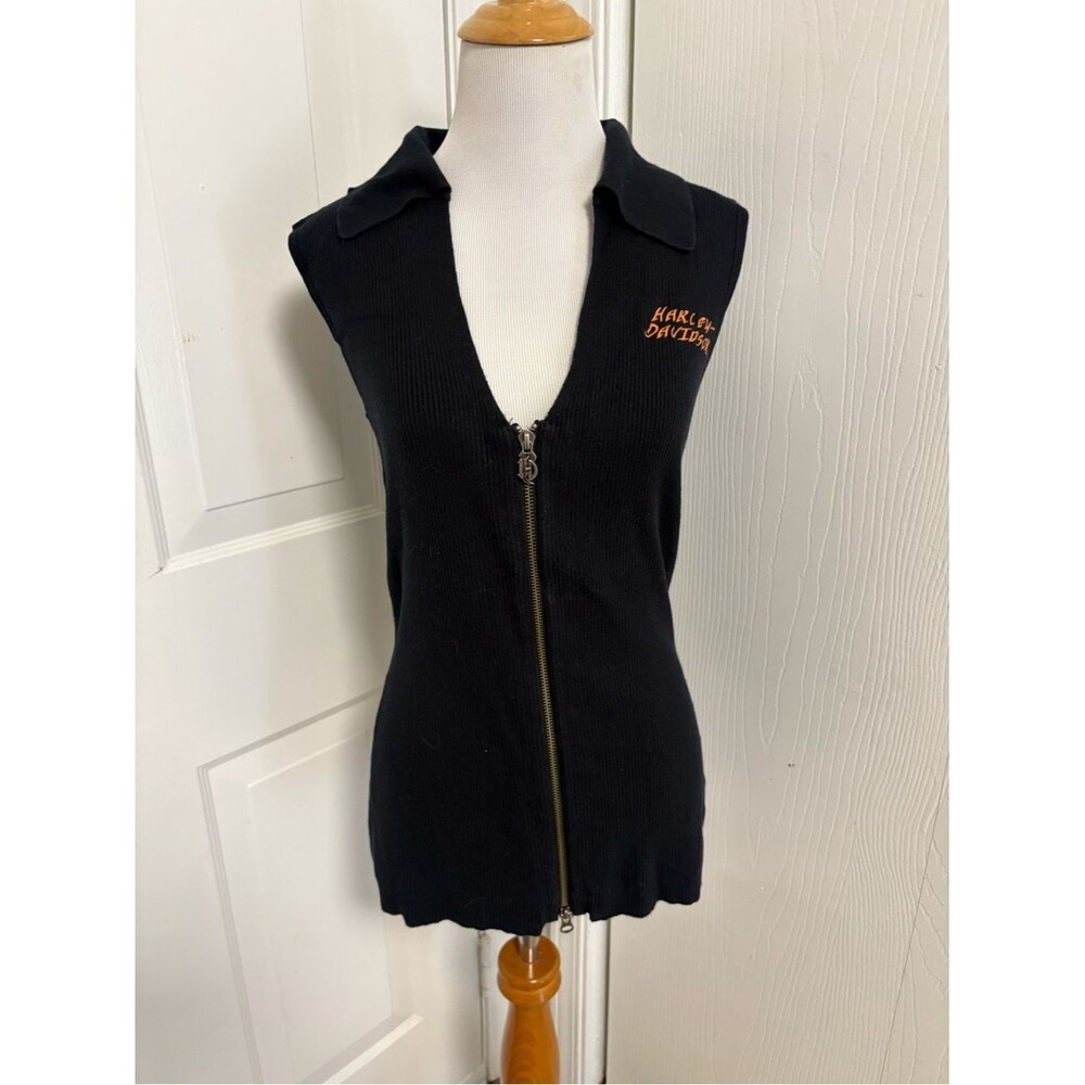 Harley Davidson Ribbed Collared Tank - Picture 2 of 6
